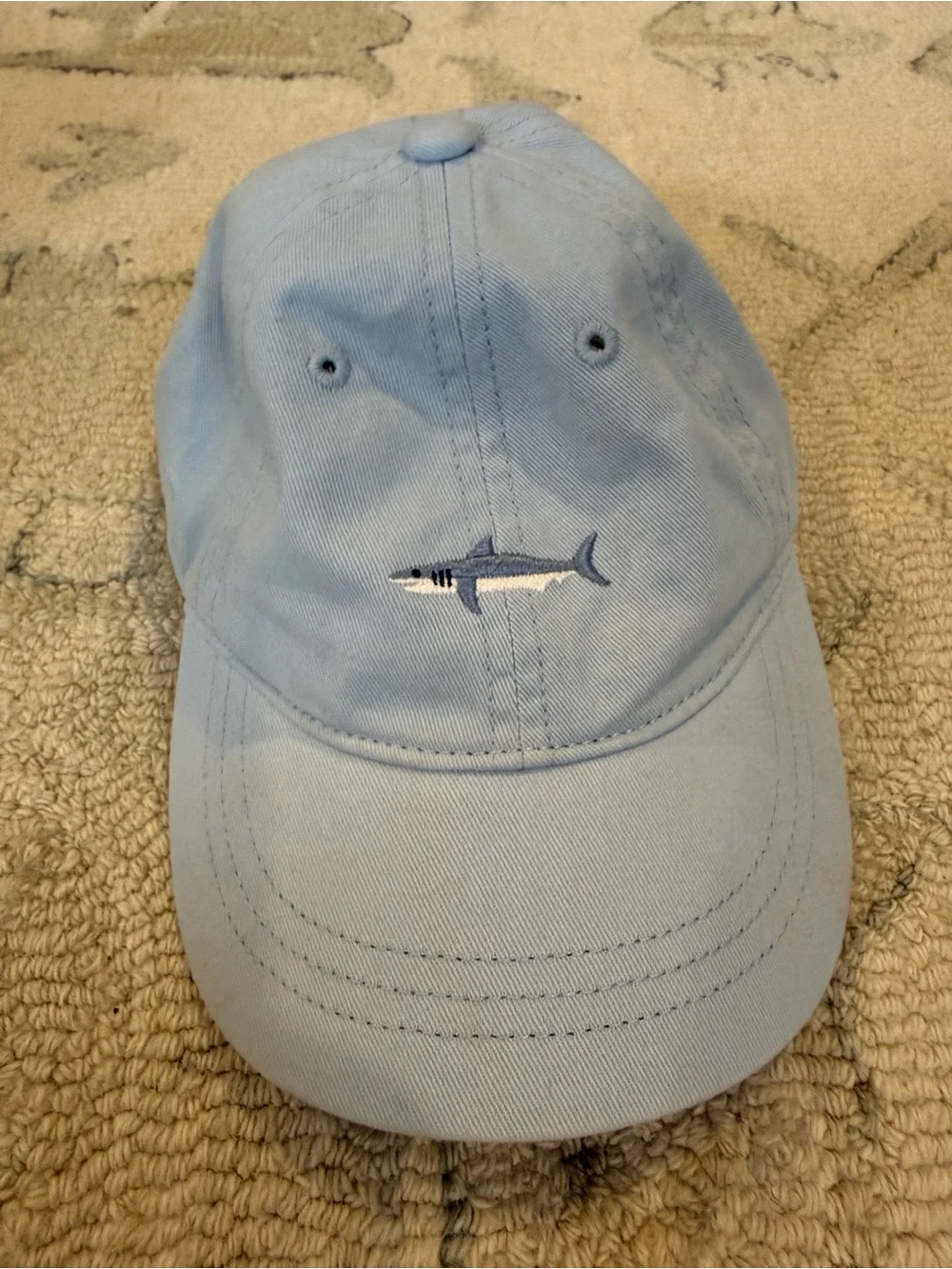 J. Crew Light Blue Kids Baseball Cap with Shark Embroidery